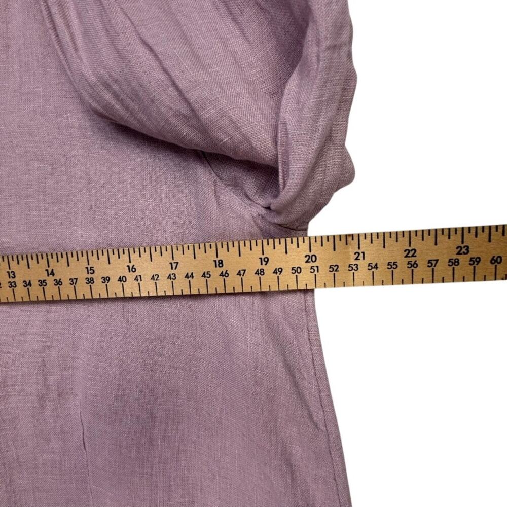 Sigrid Olsen 100% Linen Tunic Shirt M Mauve Pink Roll Tab Pockets Lagenlook - Picture 5 of 14